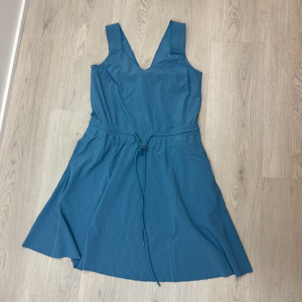 Athleta Savannah Strap Mini Dress Womens XS Blue Tie Waist‎